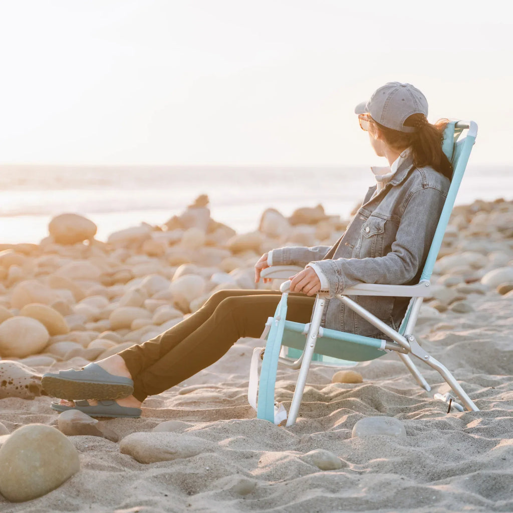 Rust-Resistant Aluminum Bi-Fold Beach Chair - Choice 601 - Low-Profile Reclining Beach Chair with Backpack Straps Detail