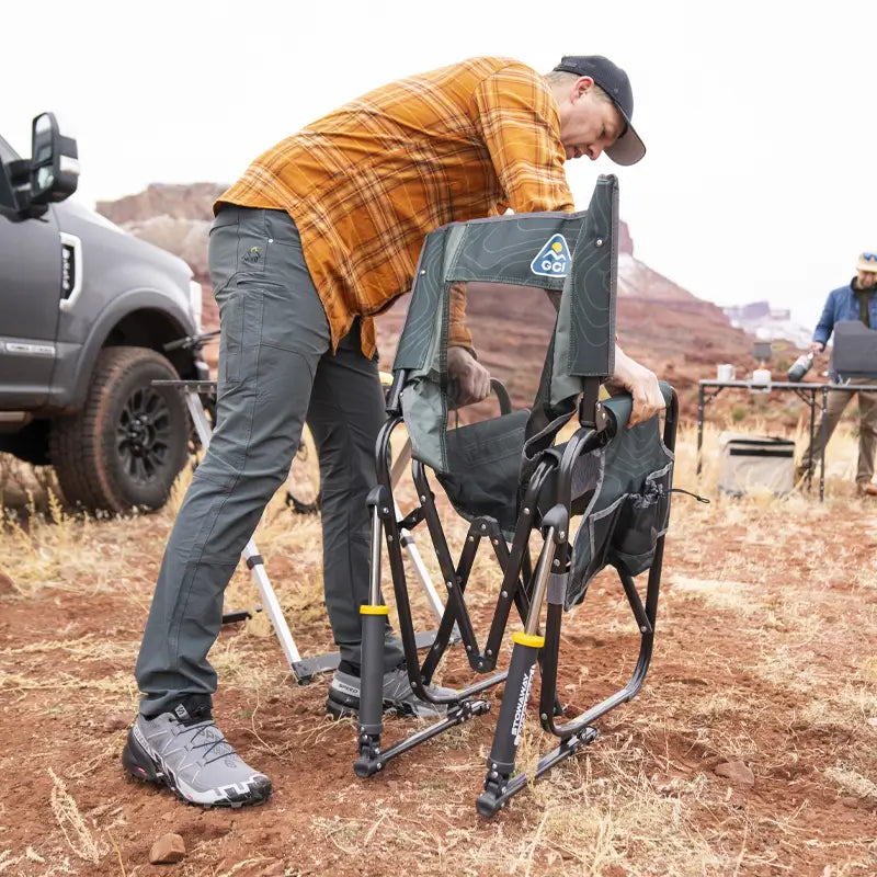 Patented Spring-Action Stowaway Rocker - Choice 794 - RoadTrip Rocker Smooth Motion Camp Chair Detail