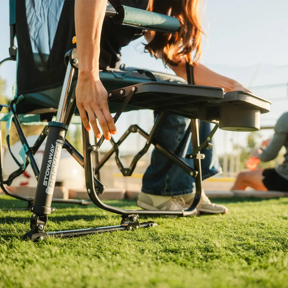 Luxury Camp Stowaway Rocker with Side Table - Choice 253 - RoadTrip Rocker Smooth Motion Camp Chair Detail