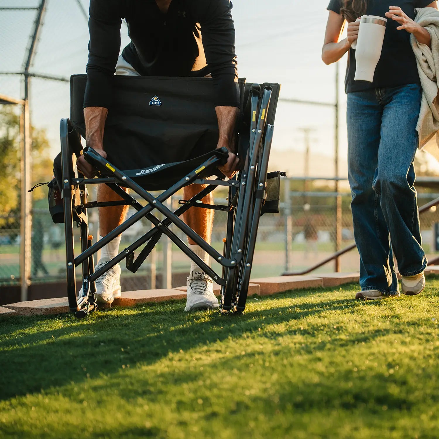 Patented Spring-Action Tandem Rocker - Choice 227 - Freestyle Rocker Portable Outdoor Folding Chair Detail