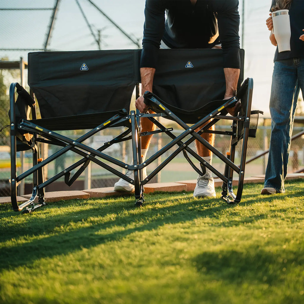Patented Spring-Action Tandem Rocker - Choice 227 - Freestyle Rocker Portable Outdoor Folding Chair Detail