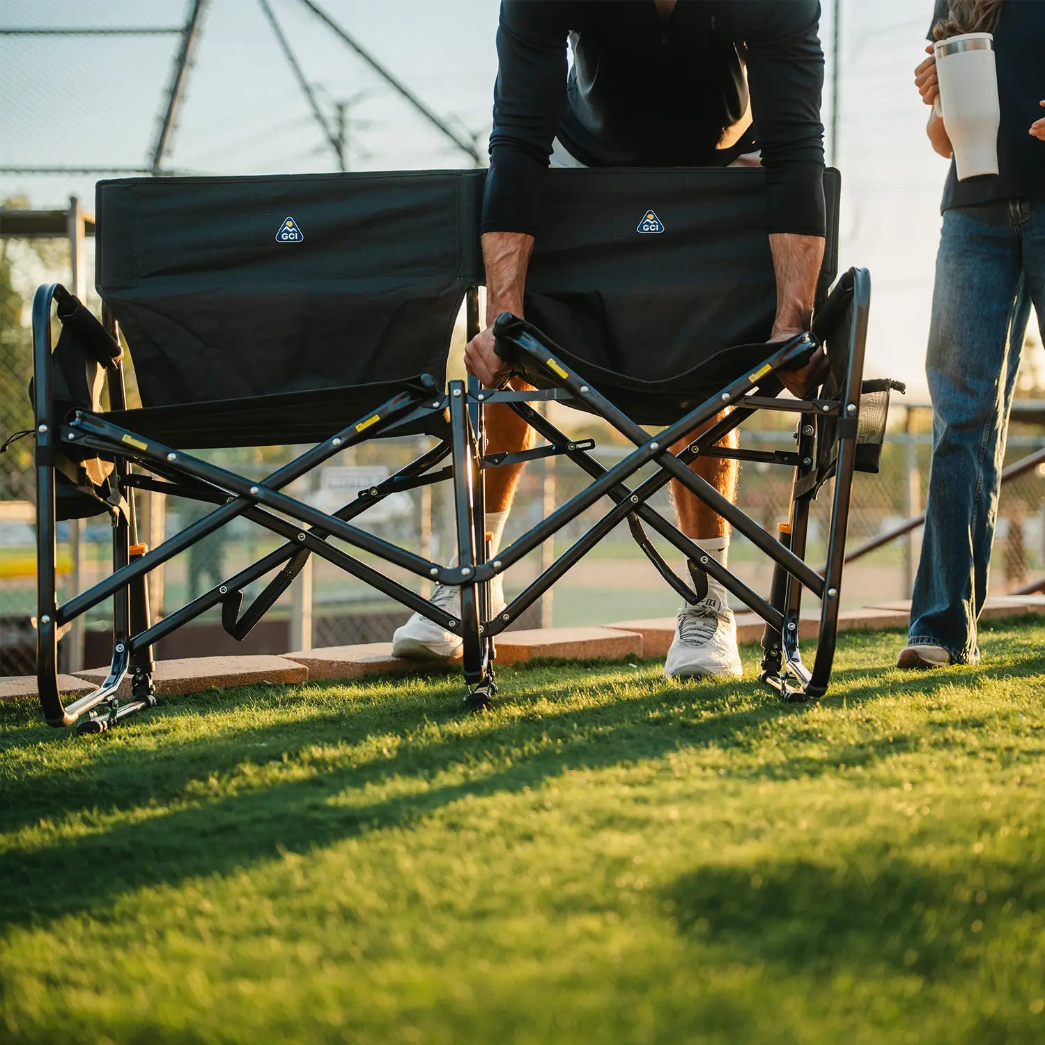 Patented Spring-Action Tandem Rocker - Choice 227 - Freestyle Rocker Portable Outdoor Folding Chair Detail