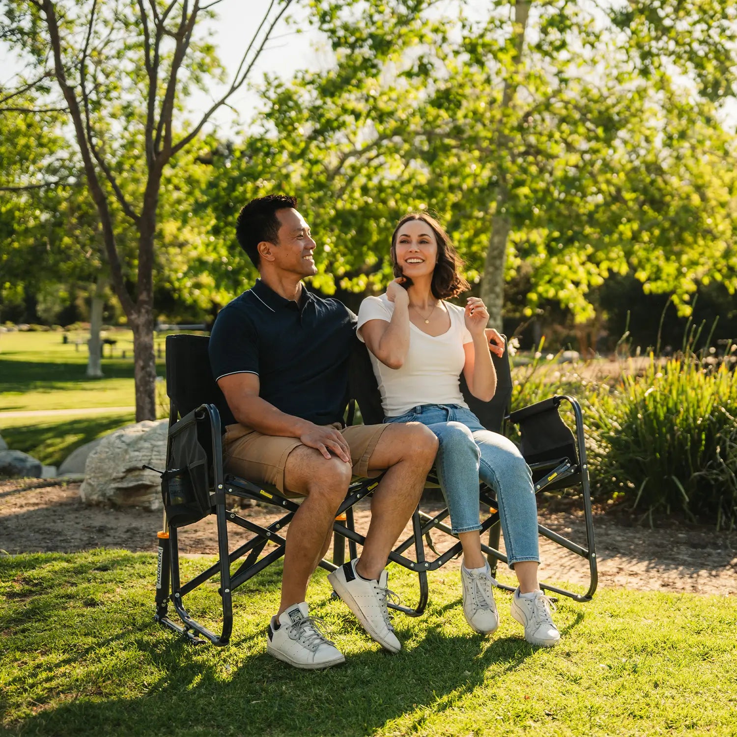 Patented Spring-Action Tandem Rocker - Choice 227 - Freestyle Rocker Portable Outdoor Folding Chair Detail