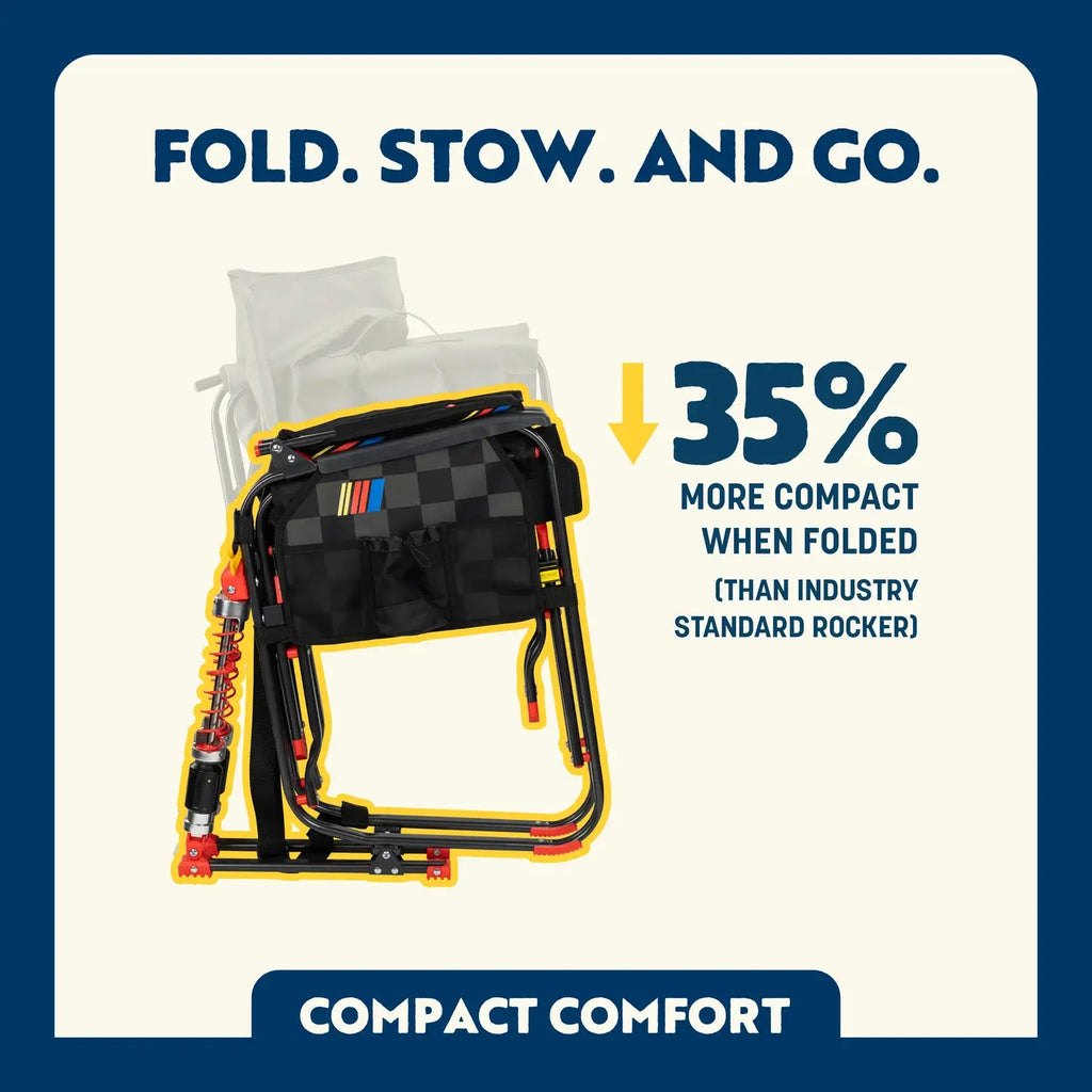 Premium All-Weather Adjustable Rocker - NASCAR - Choice 899 - RoadTrip Rocker Smooth Motion Camp Chair Detail