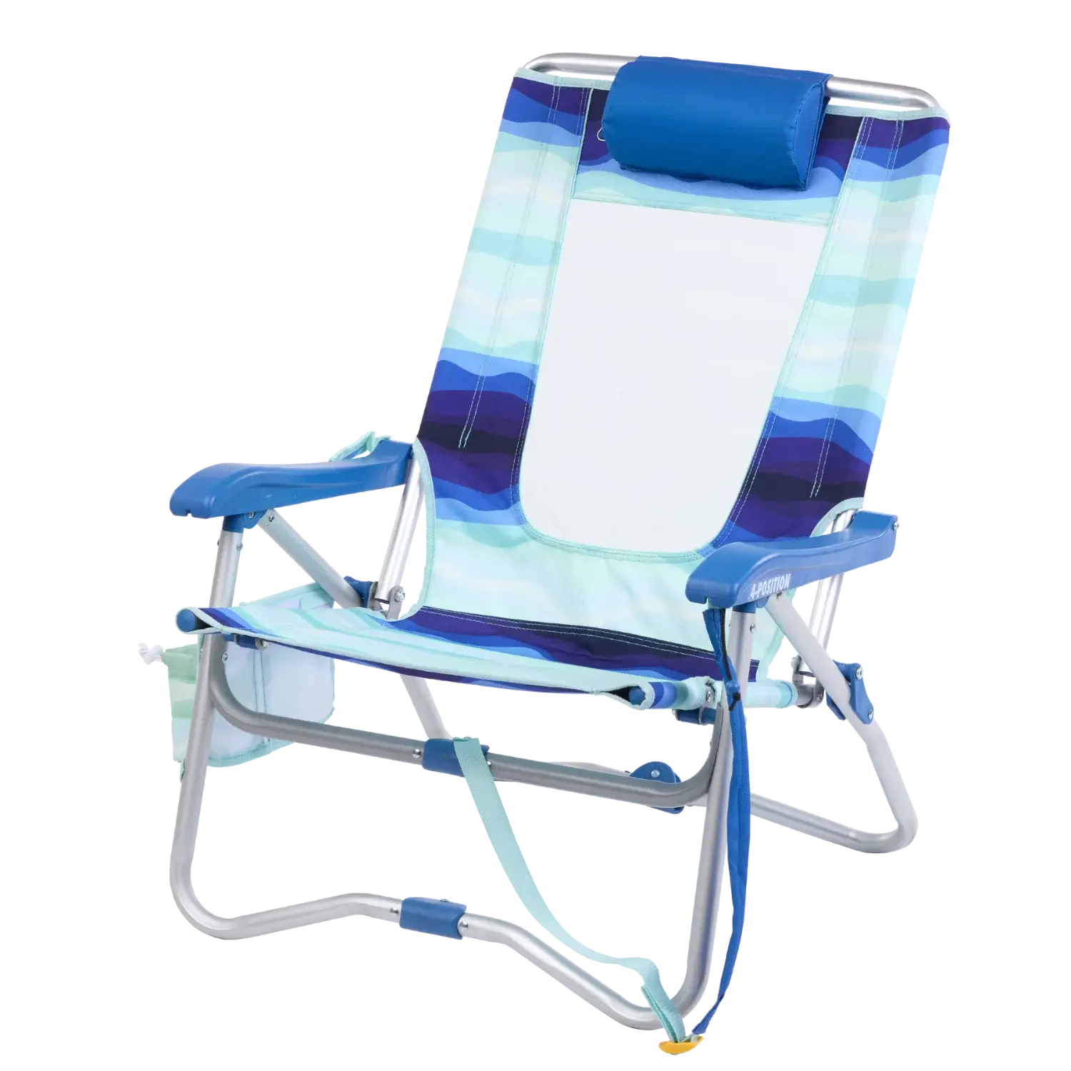 Rust-Resistant Aluminum Bi-Fold Beach Chair - Choice 601 - Low-Profile Reclining Beach Chair with Backpack Straps Detail