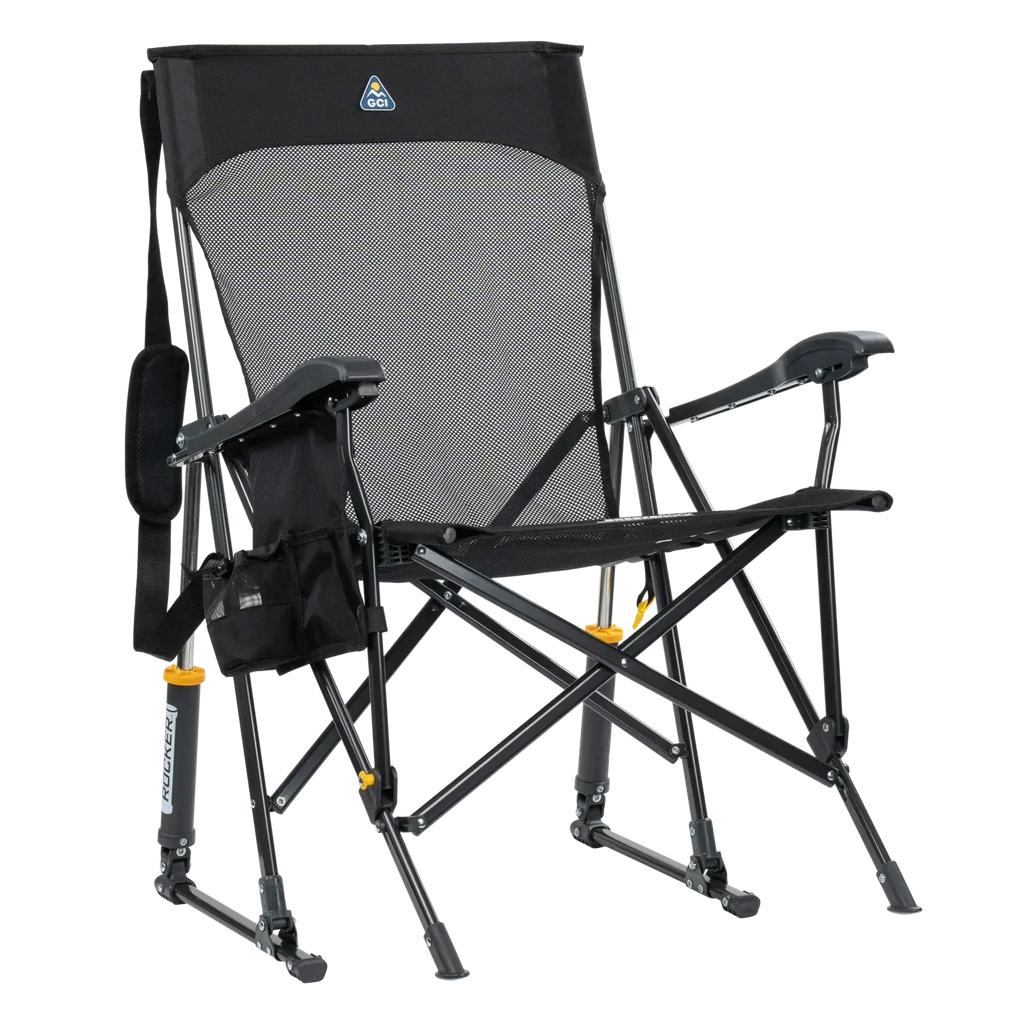Luxury Camp BreezeRocker - Choice 504 - Freestyle Rocker Portable Outdoor Folding Chair - Black