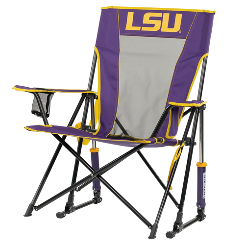 Heavy-Duty Freestyle College Comfort Pro Rocker - LSU Tigers - Choice 880 - Patented Spring-Action Rocking Chair for Camping Detail