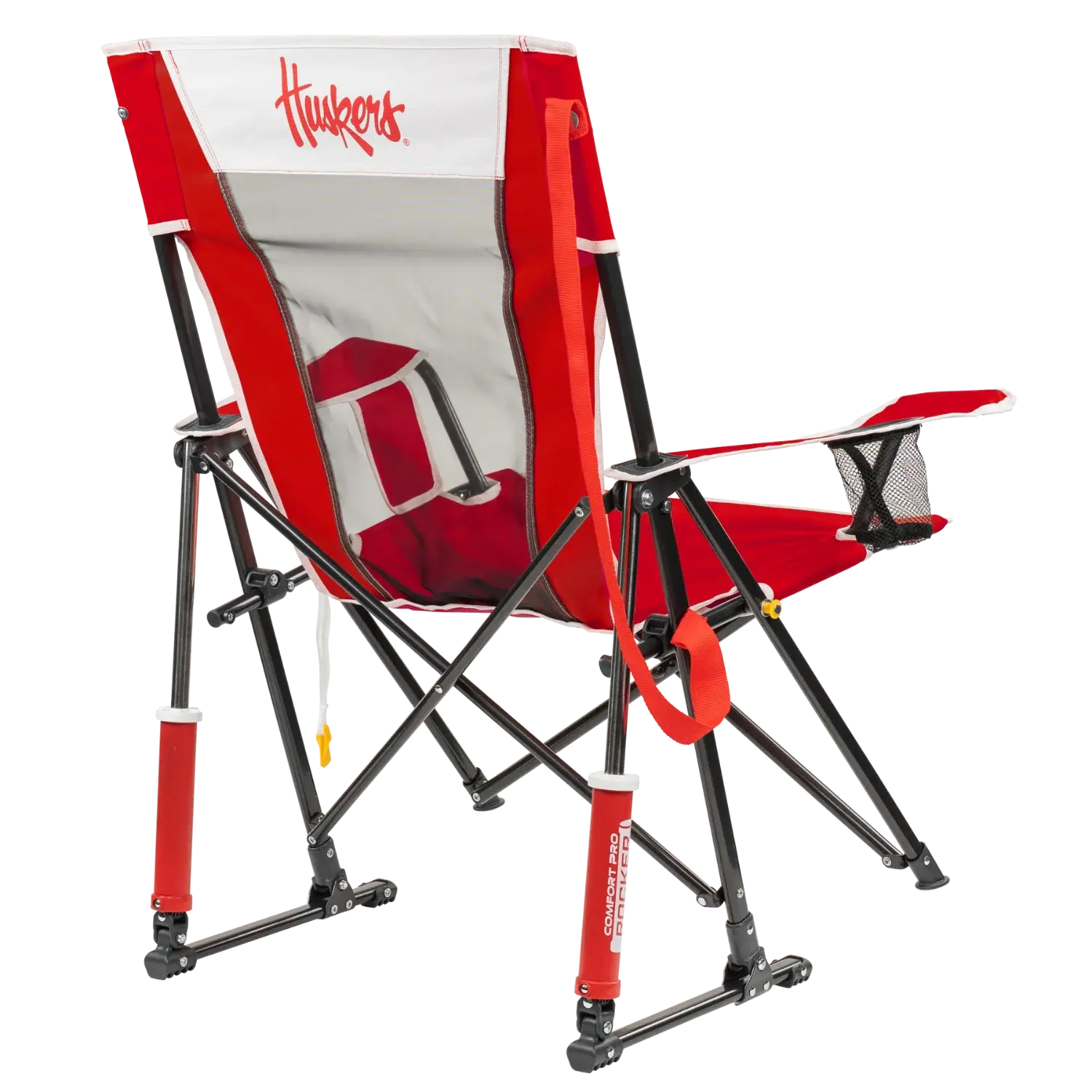 Heavy-Duty Freestyle College Comfort Pro Rocker - Nebraska Cornhuskers - Choice 161 - Patented Spring-Action Rocking Chair for Camping Detail