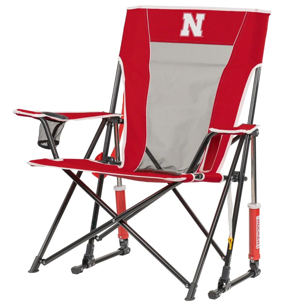 Heavy-Duty Freestyle College Comfort Pro Rocker - Nebraska Cornhuskers - Choice 161 - Patented Spring-Action Rocking Chair for Camping Detail
