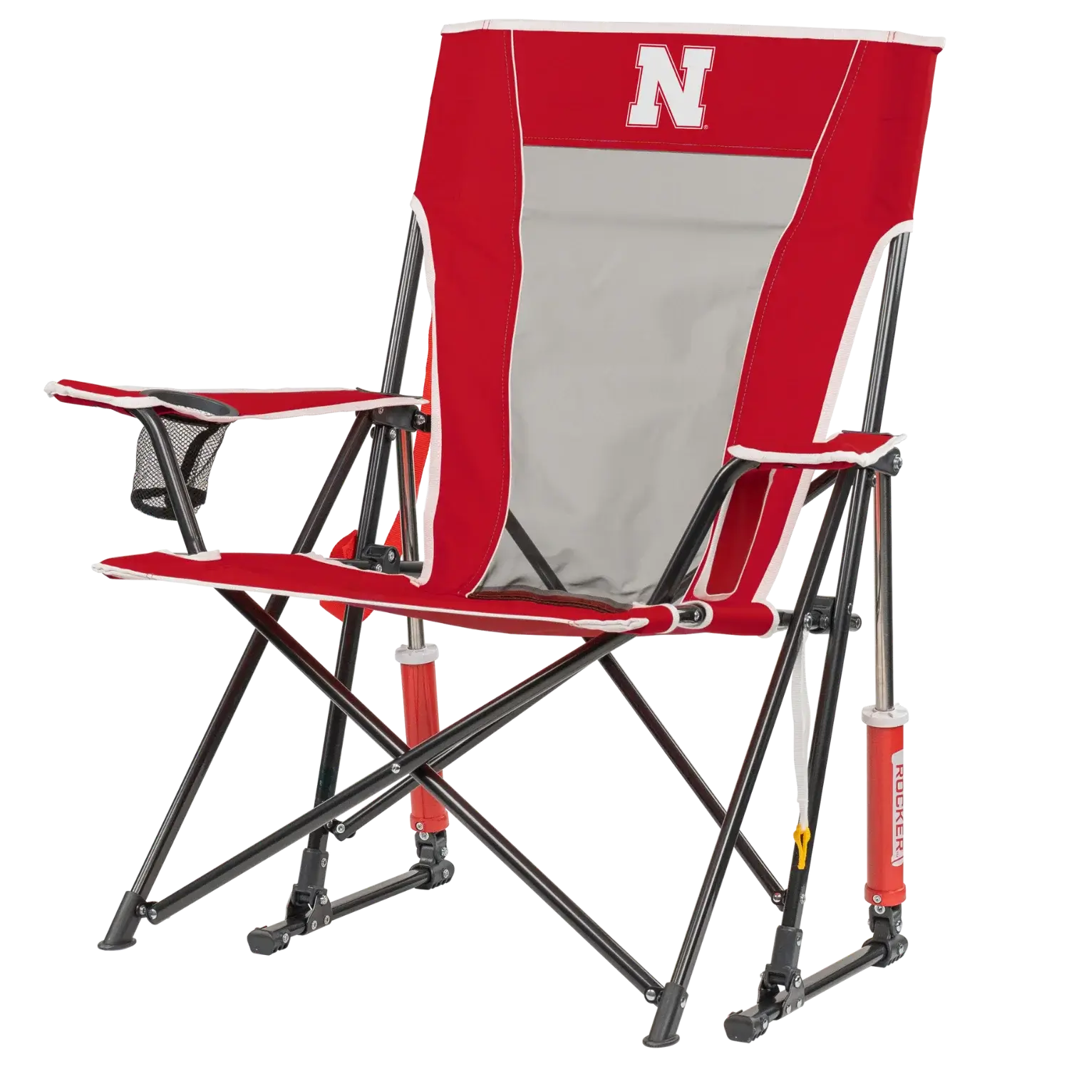 Heavy-Duty Freestyle College Comfort Pro Rocker - Nebraska Cornhuskers - Choice 161 - Patented Spring-Action Rocking Chair for Camping Detail