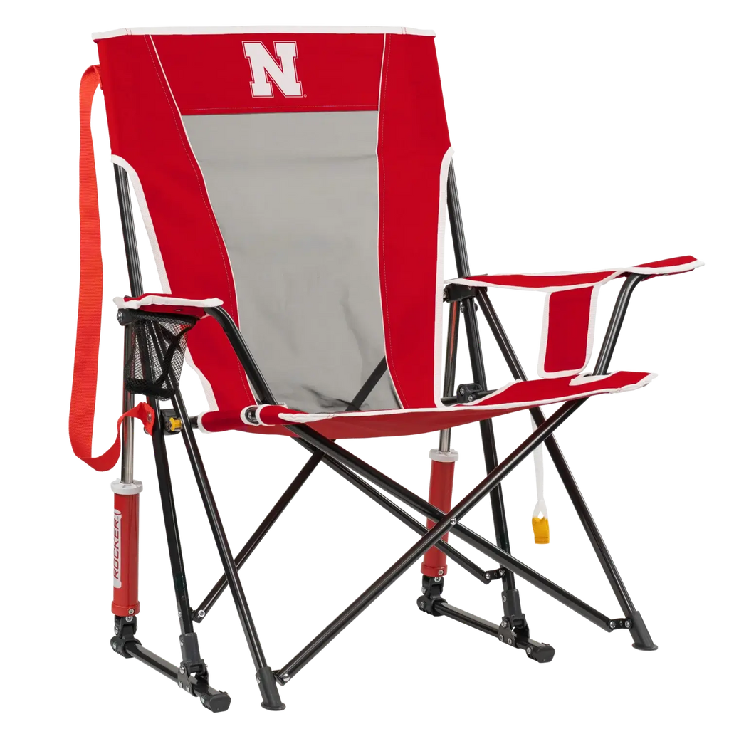 Heavy-Duty Freestyle College Comfort Pro Rocker - Nebraska Cornhuskers - Choice 161 - Patented Spring-Action Rocking Chair for Camping - Default Title