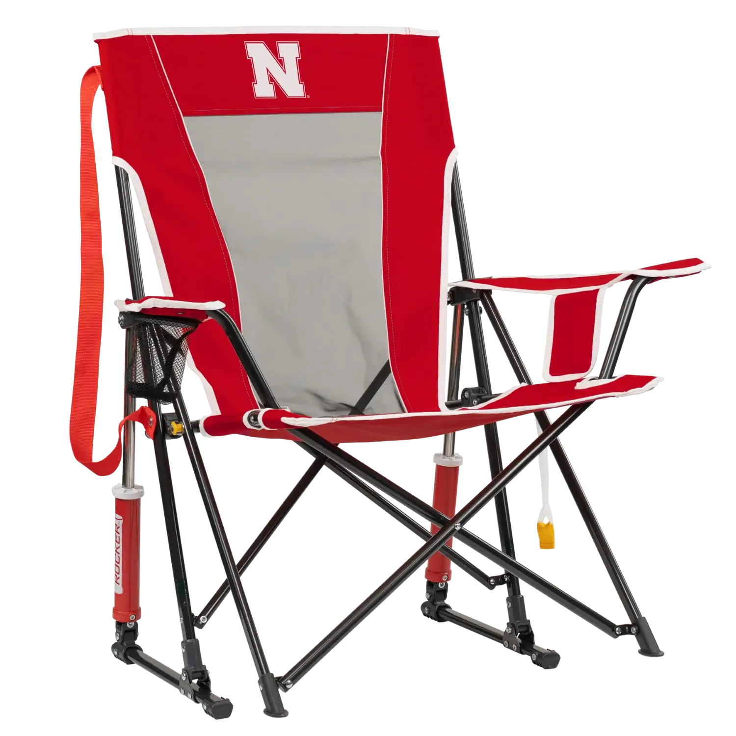 Heavy-Duty Freestyle College Comfort Pro Rocker - Nebraska Cornhuskers - Choice 161 - Patented Spring-Action Rocking Chair for Camping - Default Title
