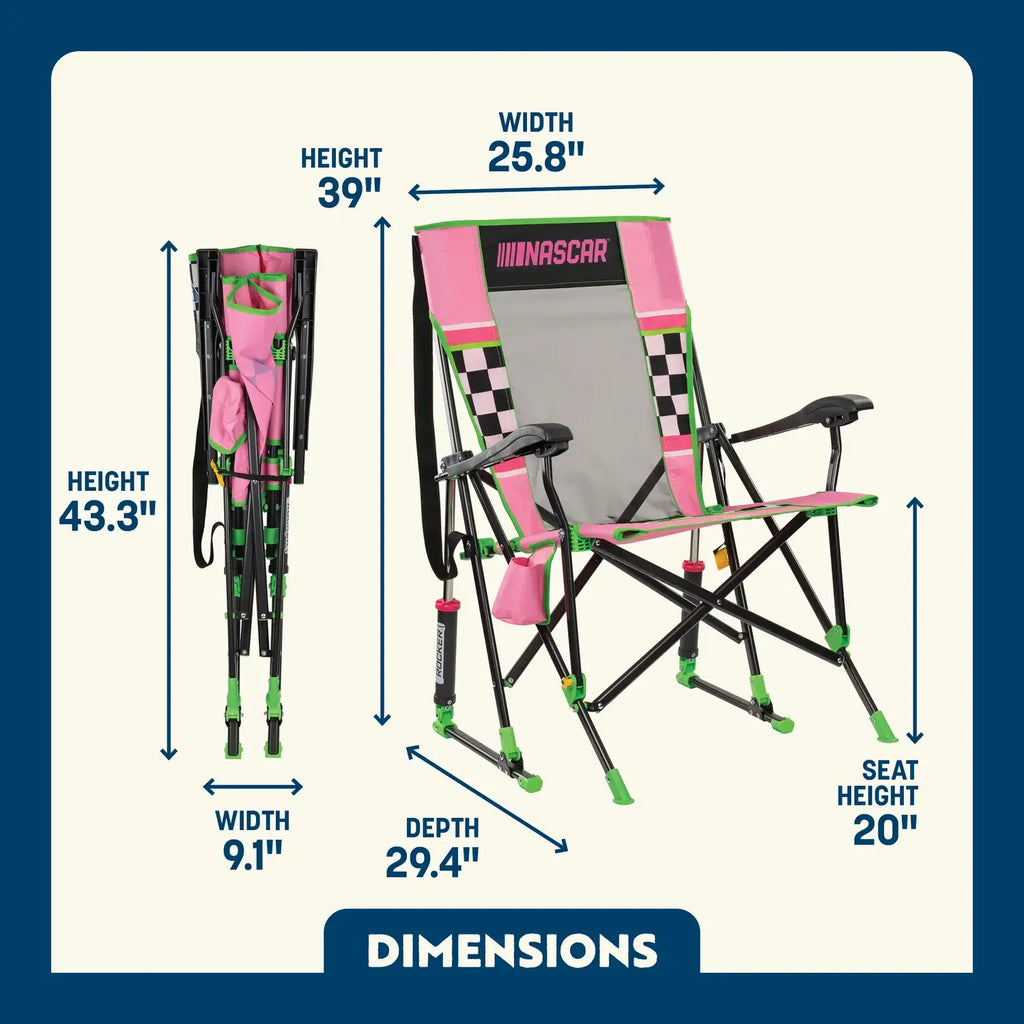 Heavy-Duty Freestyle RoadTrip Rocker - NASCAR For Her - Choice 560 - RoadTrip Rocker Smooth Motion Camp Chair Detail