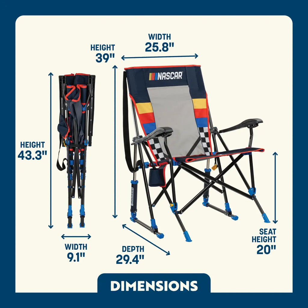 Patented Spring-Action RoadTrip Rocker - NASCAR For Him - Choice 453 - Freestyle Rocker Portable Outdoor Folding Chair Detail