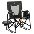 Luxury Camp Stowaway Rocker with Side Table - Choice 253 - RoadTrip Rocker Smooth Motion Camp Chair - Dark Charcoal