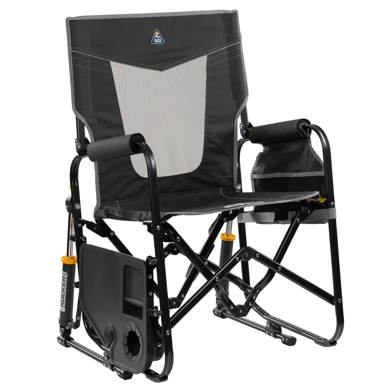 Luxury Camp Stowaway Rocker with Side Table - Choice 253 - RoadTrip Rocker Smooth Motion Camp Chair Detail