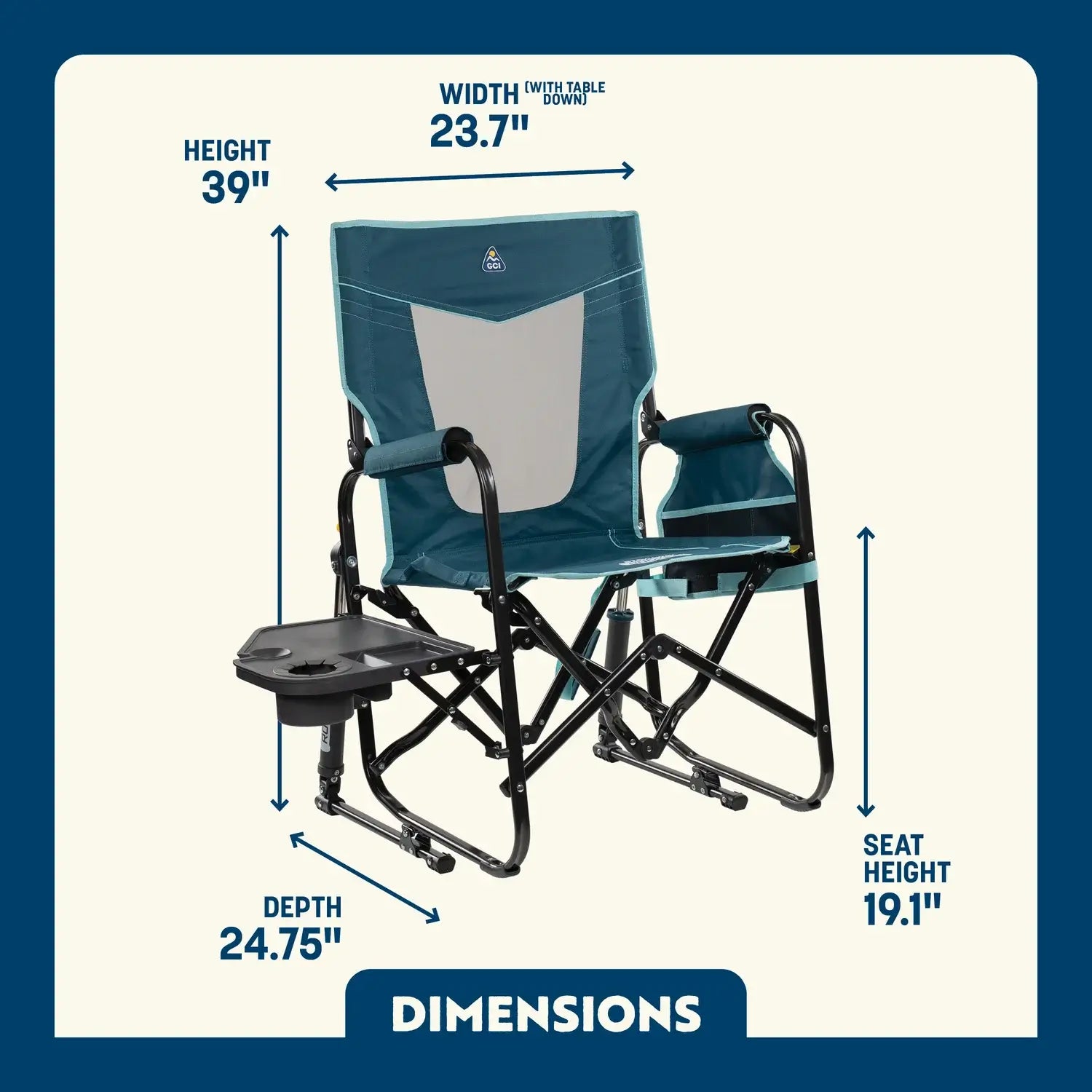 Luxury Camp Stowaway Rocker with Side Table - Choice 253 - RoadTrip Rocker Smooth Motion Camp Chair Detail