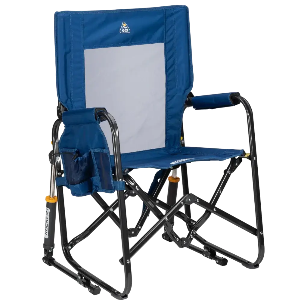 Patented Spring-Action Stowaway Rocker - Choice 794 - RoadTrip Rocker Smooth Motion Camp Chair - Soft Navy