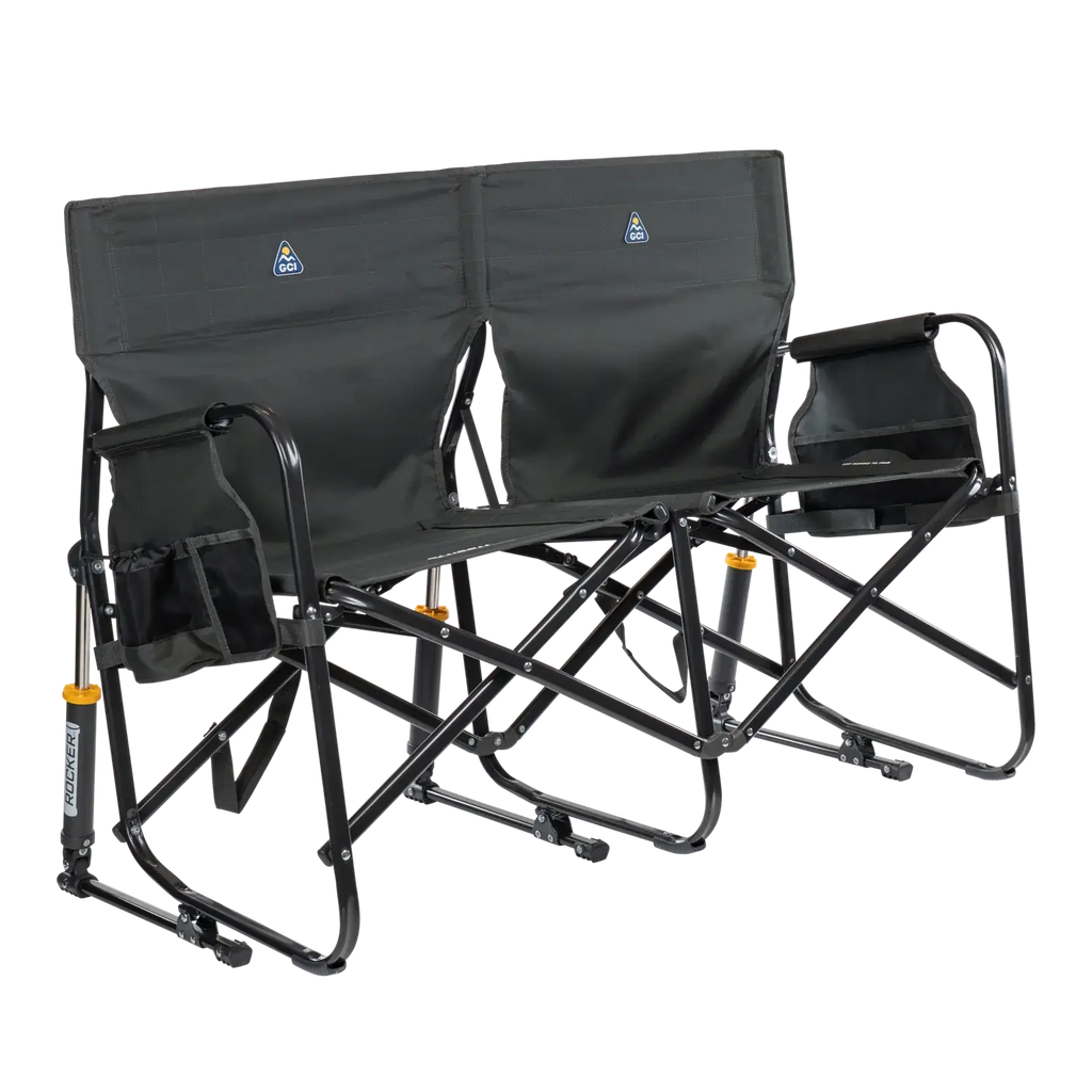 Patented Spring-Action Tandem Rocker - Choice 227 - Freestyle Rocker Portable Outdoor Folding Chair - Dark Charcoal