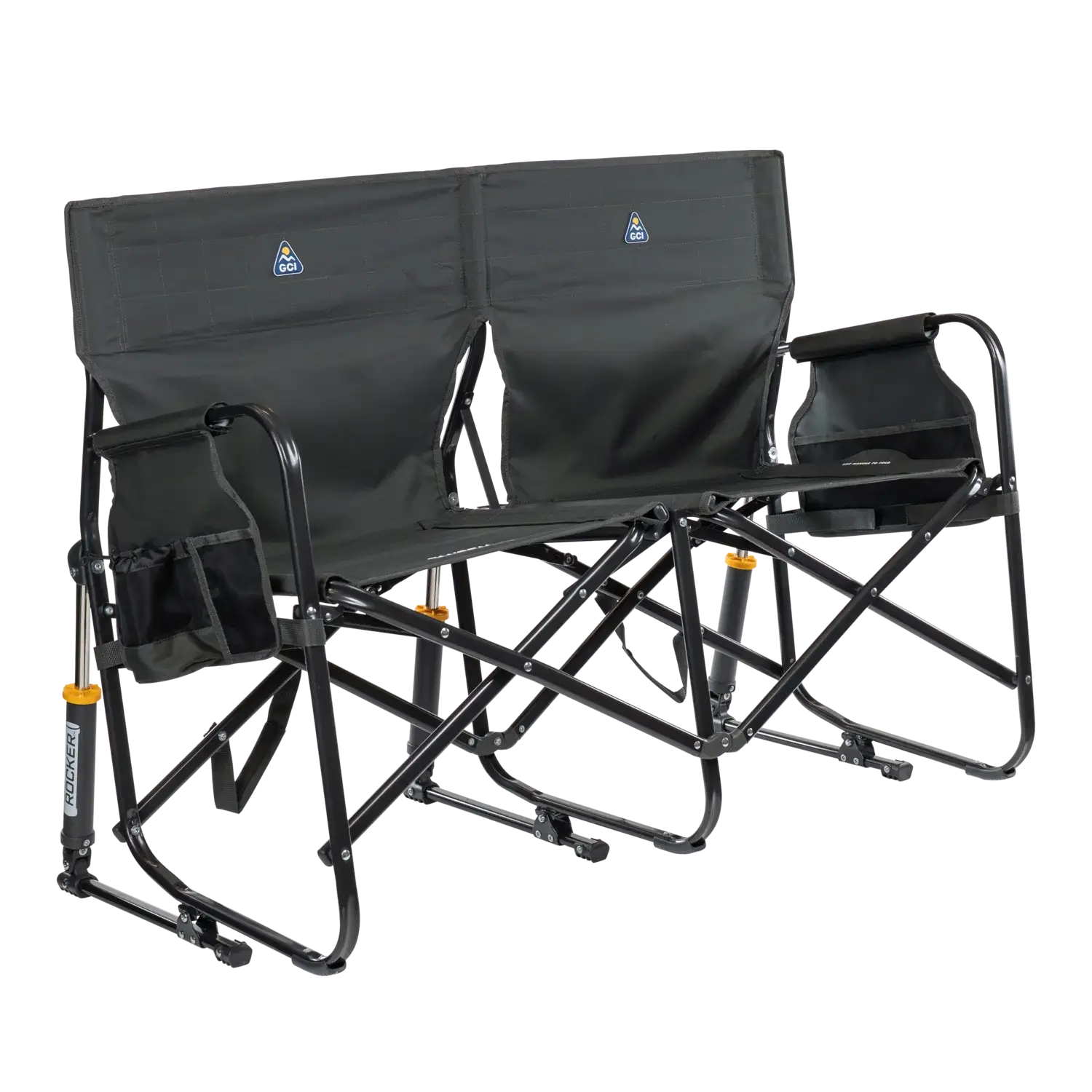 Patented Spring-Action Tandem Rocker - Choice 227 - Freestyle Rocker Portable Outdoor Folding Chair - Dark Charcoal